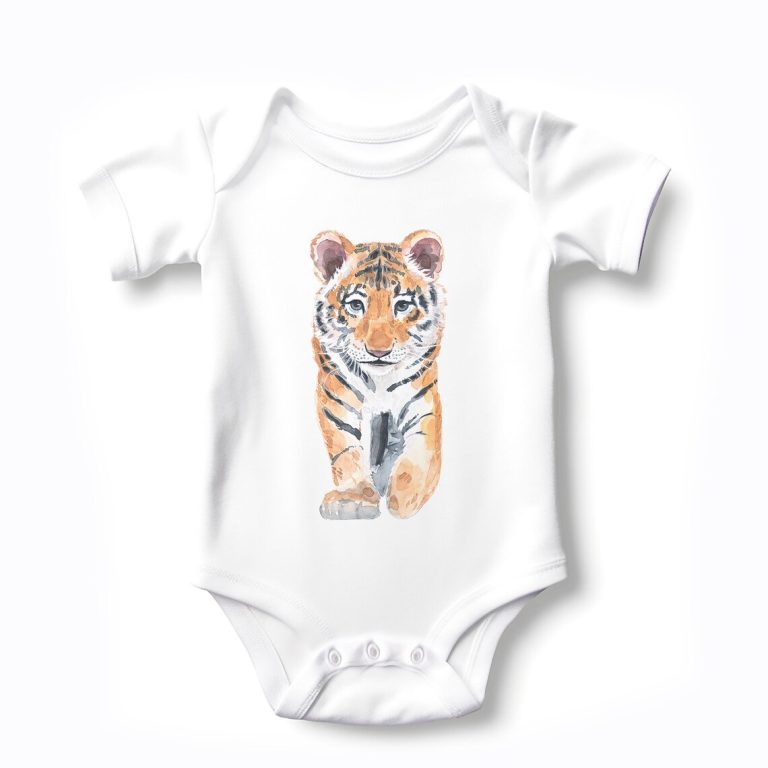 Baby Bodysuit with Tiger Watercolor Print