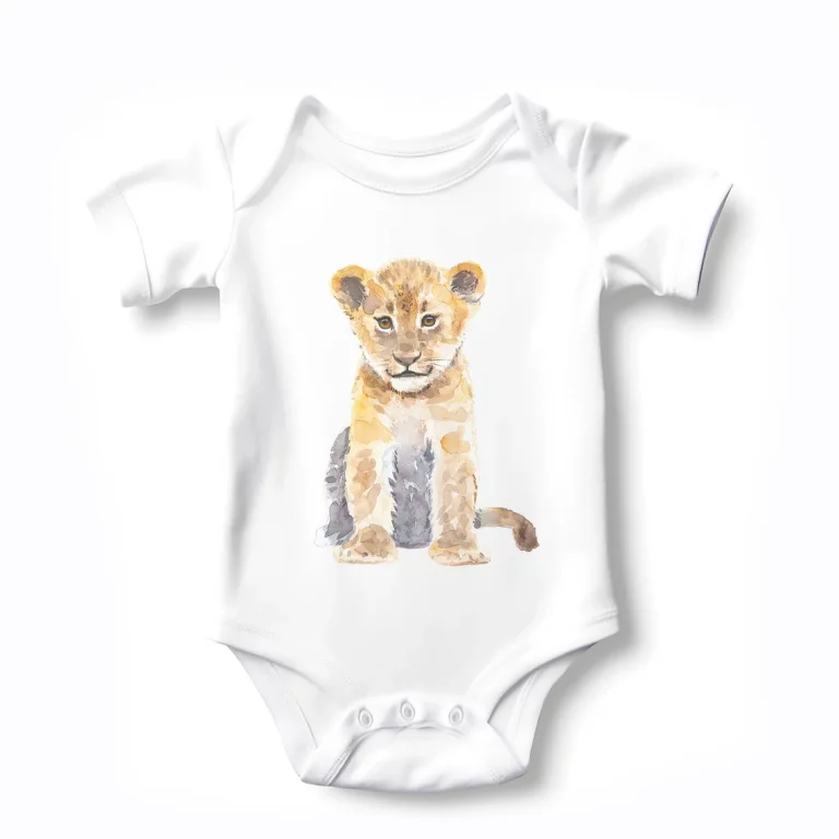 Baby Bodysuit with Cute Lion Print