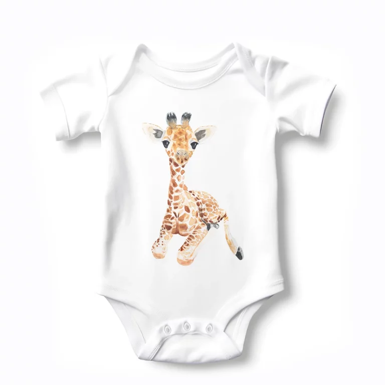 Baby Bodysuit with Cute Giraffe Print