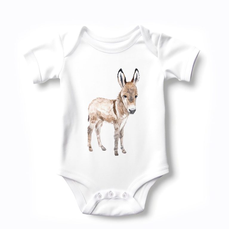 Baby Bodysuit with Donkey Watercolor Print